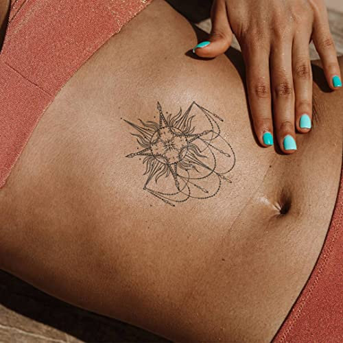 MyJagua Tattoo • Sonnenmedaillon | 1-2 Wochen Tattoo | Auf Pflanzenbasis | Hautverträglich | Wasserfest | Neue Tattoo Technologie | Kein Klebe Tattoo