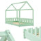 Juskys Kinderbett Marli 90 x 200 cm mit Matratze, Rausfallschutz, Lattenrost & Dach - Massivholz Hausbett für Kinder - Bett in Mint