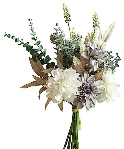 hanlongyu Fiori artificiali di seta per la decorazione domestica e le nozze, centrotavola del tavolo da pranzo del fiore del Faux Piante artificiali Dalia. Fiori di seta per la decorazione