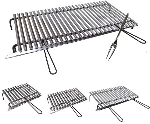 ANGELO PEGORARO Graticola per Barbecue griglia Acciaio Inox (GRATICOLA Acciaio Inox AISI 430, INGOMBRO Totale Max CM 83X35)