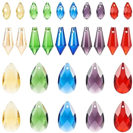 Bestewelry Glasperlen in Tropfenform, facettiert, Kristallglas, Wassertropfen, baumelnde Charms für DIY Handwerk Kronleuchter Tropfen Schmuckherstellung