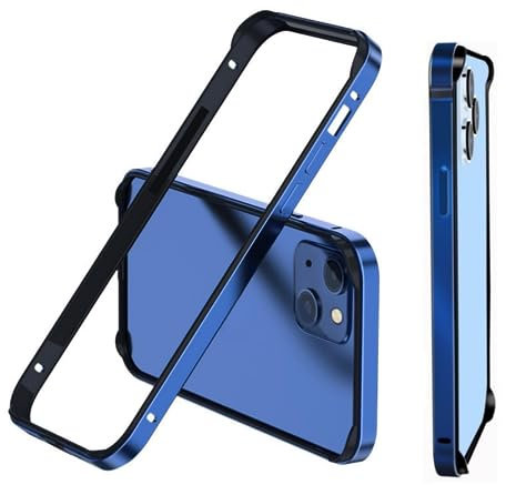 OSMARI Aluminum Frame Metal Bumper für iPhone 15 Case,Slim Metal Frame Bumper Cover mit weichem Innenbumper, erhöhter Kantenschutz Keine Signalinterferenz (blau)
