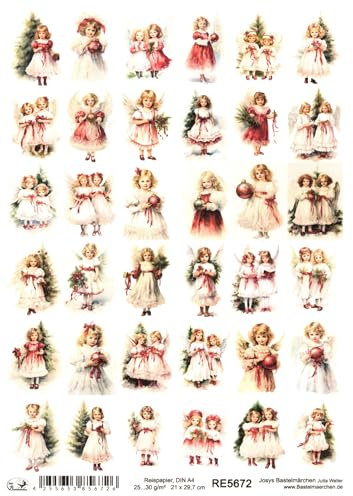 Josys Bastelmärchen Reispapier A4 Strohseide Weihnachten Engel Engelchen süßes Mädchen Kleid RE5672
