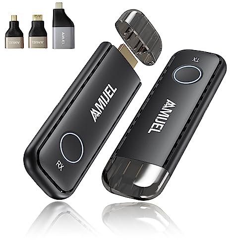 HDMI Inalámbrico 𝟮𝟬𝟮𝟱 𝘂𝗽𝗴𝗿𝗮𝗱𝗲 Plug-and-Play Receptor y Transmisor Inalámbrico HDMI con 3 Adaptadores, 2.4/5GHz HDMI Wireless para Monitor, HDTV, Streaming vídeo/Audio, Laptop, Cámaras