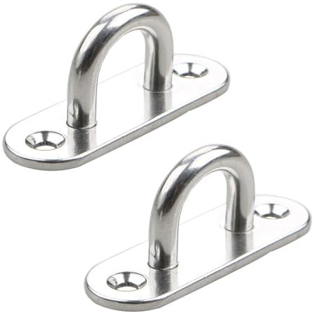 FENGLINGCHENGA 2 Pcs Eye Plate Hammock Hooks Metal Hook for Hanging Wall Ceiling Marine Hardware Accessories Stainless Steel Eye Pad Plate Staple Ring Hook Loop Hammock Hooks Hanger