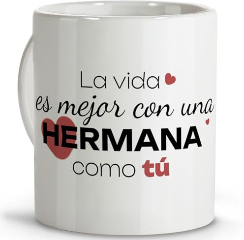 LolaPix Regalo cumpleaños mujer. Tazas originales para regalar. Regalo hermana. Regalos para hermanas. Taza cerámica 330 ml.