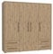 FORTE Jupiter Schrank 200 210, Kleiderschrank, Drehtürenschrank, 4-türig, mit 4 Schubladen und Einlegeböden, Holz Dekor: Artisan Eiche, 206 cm breit x 59 cm tief x 200 cm hoch