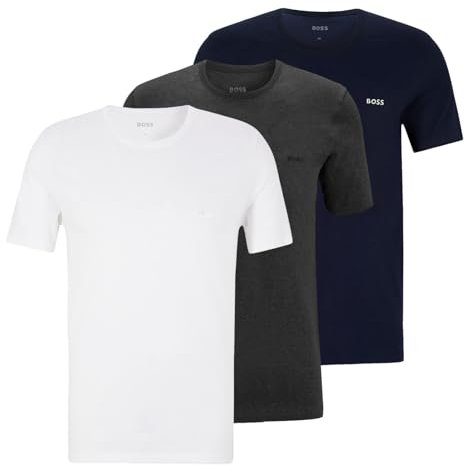 BOSS Herren Classic T-Shirts Kurzarm Shirts Pure Cotton Crew-Neck 3er Pack, Farbe:Mehrfarbig, Artikel:-961 Navy/White/Anthracite, Größe:L