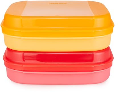Tupperware Naschkätzchen 1,4 L orange + 1,4 L rot Bellevue Vorratshaltung Vorrat Apollo Brotdose Keksdose Vorratsdose (inkl. Schmetterling-Klammer)