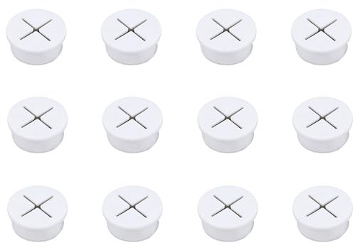 12 Pcs White Rubber Grommets 20mm Cable Cord Grommet Desk Grommets Wire Hole Cover Cable Management for Office Home Computer Desk