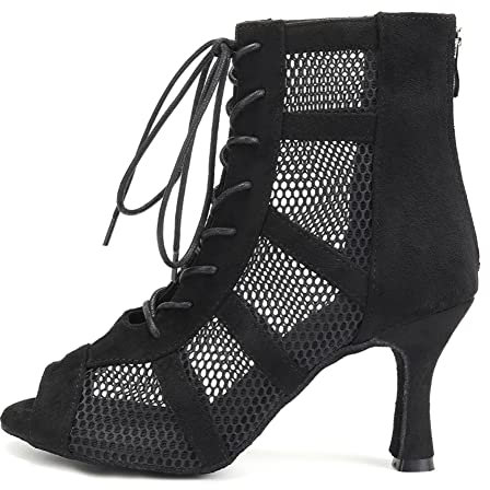 AOQUNFS Stivali da Ballo Latino Americano Donna Tacco Alto Stivaletti de Ballo da Salsa Tango Bachata Pratica And Performance,DS-L446-8.5cm-Nero,EU41