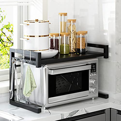 Sonhomay Estante extensible para microondas, organizador de encimeras de cocina, armario, estantería, soporte para microondas, estante de 2 niveles, soporte resistente, encimera, utensilios de cocina,