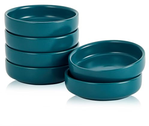 Swuut Ceramic Soy Sauce Dish,9cm Dipping Bowls Side Dishes Set of 6, Small Appetizer Pinch Dip Bowl for Condiments, Sushi, Ketchup, BBQ (Green)