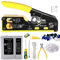 RJ45 Pass Through Crimping Tool Kit - RJ12 Cable Tester, Ethernet Passthrough Crimper, Striper, Cutter, Pliers, Screwdriver, Punch Down Tool Set for Cat5e, Cat6, Cat7, Cat8 Network Connectors