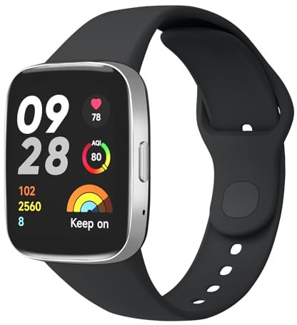Yisica Correa Compatible con Redmi Watch 3 Active Mujer Hombr, Pulsera de Repuesto de Silicona Suave para Redmi Watch 3 Active (Negro)