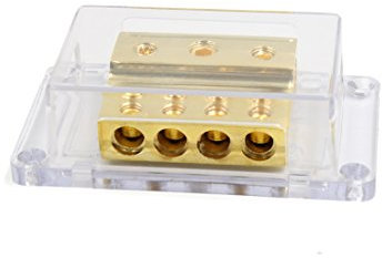 PWQBABJWL Boîte de Support de Bloc de Distribution d'amplificateur de fusible de Ton d'or de Coquille en Plastique 3 dans 4 Sorties