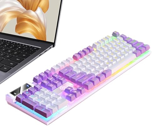 Tastiera per giochi cablata,Tastiera per computer cablata | Tastiera da gioco con sensazione meccanica a 104 tasti - Tastiera luminosa, tastiera per computer desktop, tastiera da gioco per PC Gamer