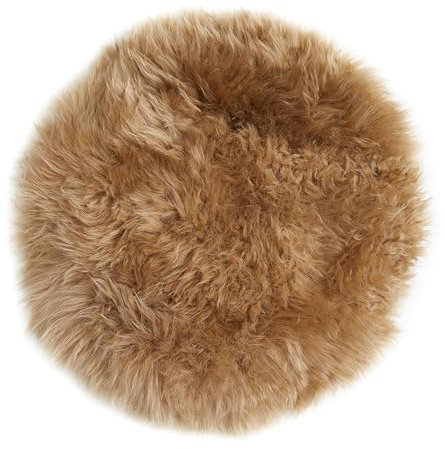 -LUXOR- living Sitzkissen Stuhl Echtfell, Flauschige Sitzauflage, Stuhlkissen, Lammfell Sitzkissen, Fell für Stühle, rund 34 cm Braun, 1 Kissen