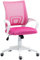 HOMCOM Silla de Oficina de Malla Silla de Escritorio Giratoria con Altura Ajustable Función de Basculante Soporte Lumbar y Reposabrazos Silla para Estudio Carga 120 kg Rosa