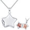 OHAYOO Medaillon Zum Öffnen für Bilder 925 Sterling Silber Stern Kette Mädchen Mit Bild Stern AnhäNger mit Foto Amulett Zum Öffnen Stern Schmuck Geschenke für Frauen Mädchen Kinder (Silber)