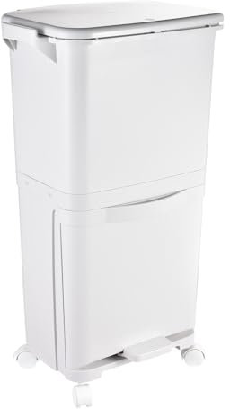 Cubo de basura, 38l 2 niveles Cubo de basura escalonado cocina Cubo de basura con tapa, cubo de basura con ruedas Cubo de basura de gran capacidad Cubo de basura Sistemas de separación de residuos