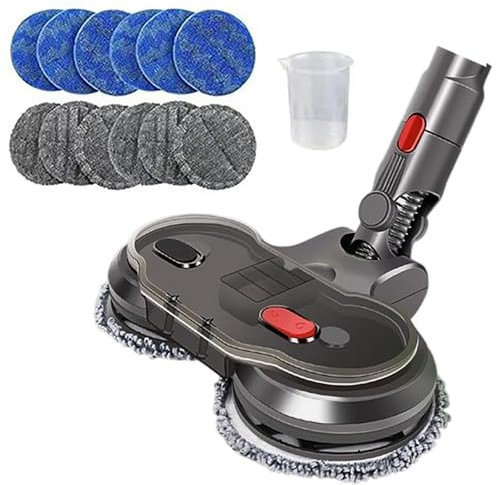 Electric Mop Replacement Head Compatible with Dyson V7 V8 V10 V11 V15, Suitable for both Dry and Wet Use, Featuring 1 Detachable Water Tank, 12 Mop pads, and 1 Measuring Cup (Black)