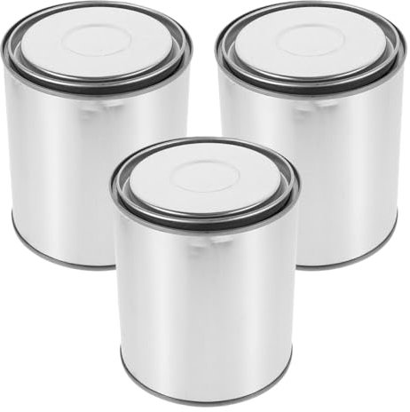 Angoily Lot De 3 Pots De Peinture en Métal avec Couvercle - 1 L Seaux De Peinture Vides Robustes pour Peinture À Lhuile Asphalte Échantillonnage en Laboratoire Stockage Sécurisé