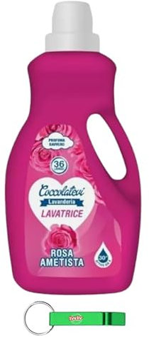 6x Coccolatevi Lavatrice Waschmittel Amethyst Rose - Waschmaschine Flüssigwaschmittel für die Waschmaschine,für Weiß- und Buntwäsche,36 Wäschen 1800ml + Beni Culinari Kostenloser Schlüsselanhänger