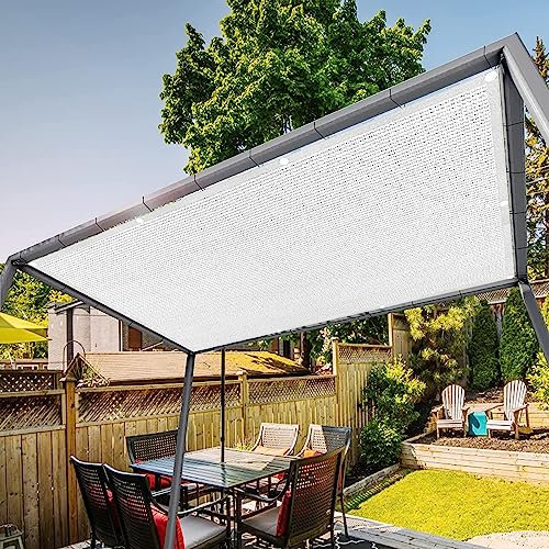 Toldo rectangular duradero de 1,5 x 9 m, resistente a la intemperie, con cuerda fija, para jardín, terraza, piscina, protección UV, color blanco