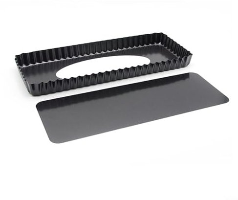 CNANRNANC Moule à tarte rectangulaire anti-adhésif en acier carbone avec base amovible pour tarte au fromage 35,6 x 15,2 cm