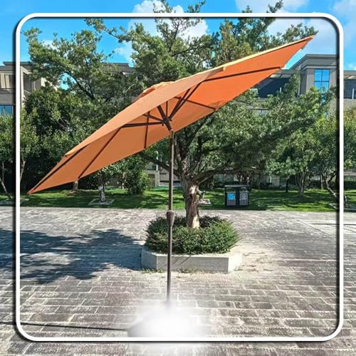 SMELEDFCFK Terrasse Markt Gartenschirm Ø 270 cm Marktschirm, Kurbelschirm Sonnenschirm Neigbarer Terrassenschirm, Wasserabweisend/UV-Schutz(Orange)