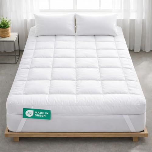 delka Luxury Mattress Toppers -Extra Thick Bed Topper for Back Pain Relief, Breathable & Hypoallergenic -Soft Quilted Cover, Deep Elastic Straps -Bed Topper UK (King)
