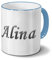 printplanet Tasse mit Namen Alina - Motiv Chrom-Schriftzug - Namenstasse, Kaffeebecher, Mug, Becher, Kaffeetasse - Farbe Hellblau