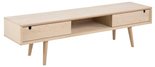 AC Design Furniture Lena TV-Tisch, B: 160 x H: 43 cm x T: 38 cm, Natur, Massiv/Furnier Eiche, 1 Stk.