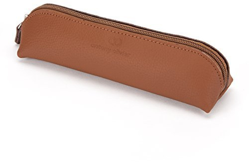 Antony Olivier Federmäppchen aus Leder | Beige Tan mit Reißverschluss | Etui für Männer, Frauen, und Profis | für Schreibwaren, Kunst & Kraft Utensilien | Verpackt in Einer Schönen Kraft Geschenkbox