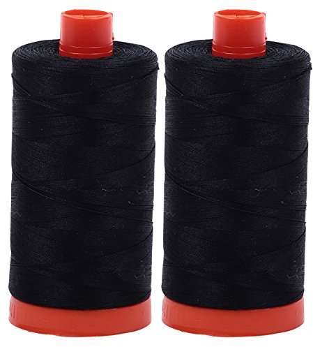 Aurifil Mako 50wt Sewing Thread, 2 Large Spools: Black (2692 x 2)