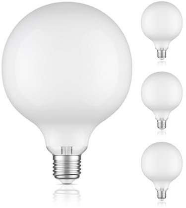ledscom.de 4 Stück E27 LED Leuchtmittel, G125, warmweiß (2700 K), 6,2 W, 845lm, Milchglas extra matt