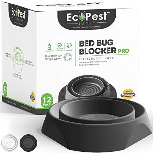 ECOPEST Bettwanzen Detektor – 12er Pack | Bettwanzenfalle Bed Bug Blocker (Pro) | Bettwanzen Test (Schwarz) | Insektenfalle, Wanzen Monitor und Detektor für Bettbeine