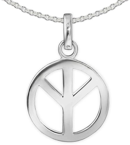 CLEVER SCHMUCK Halskette Echtes Peace-Zeichen Algiz Kette Erbs 45 cm 925 Sterling Silber 925 Symbol für Frieden und das Leben im Schmucketui weiß