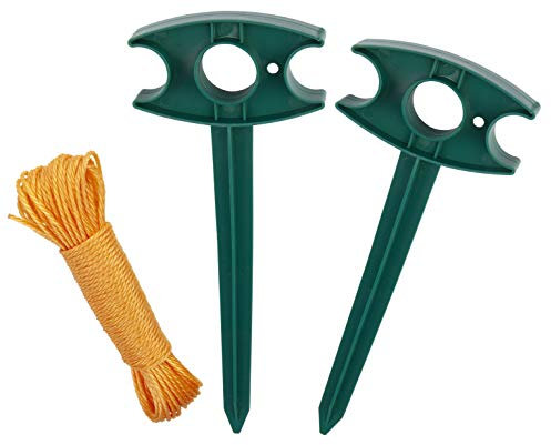Windhager Garten- und Pflanzenrichtschnur Set, Pflanzleine, Pflanzschnur, Setzhilfe, Richtschnur Garten, 15m, Grün