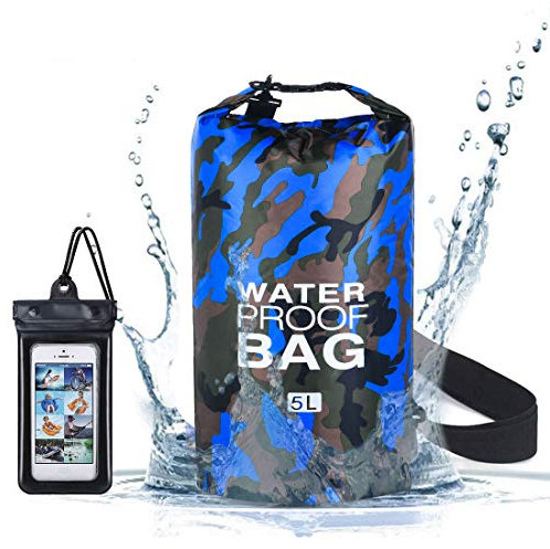 flintronic Dry Bag Wasserdichter Rucksack, 5L wasserdichte Tasche,Wasserdichter Packsack mit Schultergurt,Wasserdichter Seesack für Kajak/Kanu/Boot/Angeln/Rafting/Schwimmen/Surfen/Camping