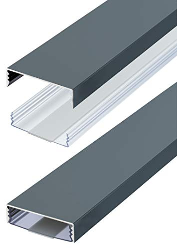 Flacher Design Aluminium Kabelkanal lackiert in Anthrazit RAL7016 Seidenmatt selbstklebend 50 mm x 15 mm Alunovo Kabelschacht Leitungskanal Installationskanal (Länge: 50cm)