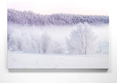 BilderKing Wintermorgen und 12 weitere Atemberaubende Winterlandschafts-Bilder als Leinwandbild in 7 Formaten. Ideal als Wandbild zur Deko in Wohnzimmer & Schlafzimmer. Aufgespannt auf Holzrahmen