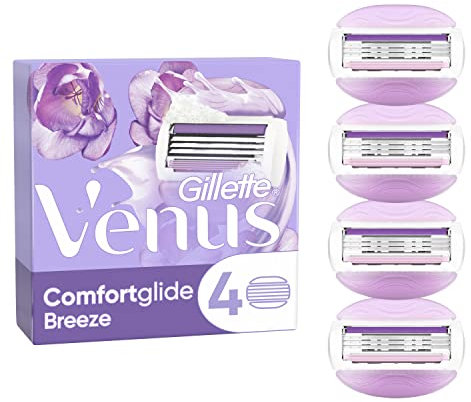 Gillette Venus Comfortglide Breeze Recambios Para Maquinilla Para Mujer, Pack De 4, 3 Recambios Para Una Depilación Suave, Apurada Y Duradera