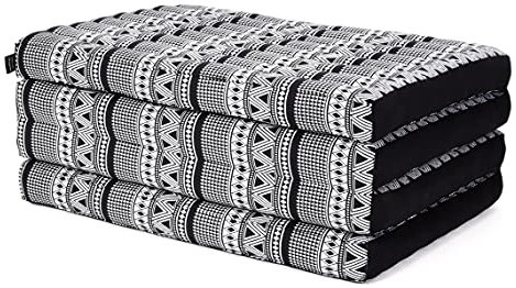 Leewadee Klappmatratze Gästebett Klappbar Auto Matratze Gästematratze Klappbar Faltbare Matratze, Kapok, 200 x 70 cm, Schwarz Weiß