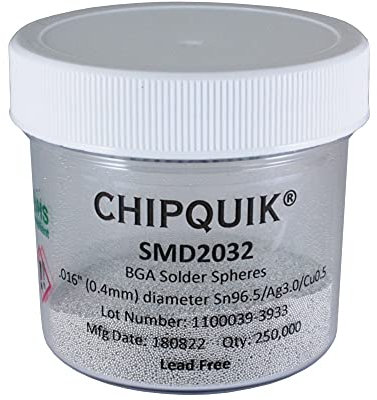 Chip Quik Lötkugeln Sn96,5/Ag3.0/Cu0,5 0,4 mm Durchmesser 250 K Flasche