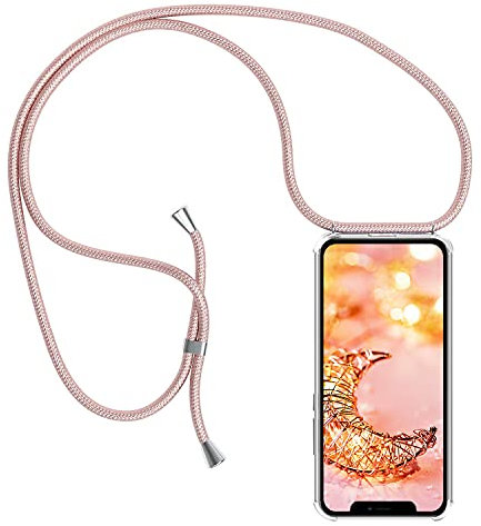 YuhooTech Handykette Hülle Kompatibel mit iPhone 13 Mini Handyhülle, Smartphone Necklace Hülle mit Band - Handyhülle mit Kordel Umhängenband - Schnur mit Case zum umhängen in Rose Gold