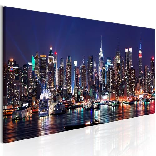 B&D XXL Acrylglasbild New York 135x45 cm 1 Teilig Wandbild auf Acryl Glasbilder Kunstdruck Moderne Acrylglas Platte Wanddekoration Geschenke Heimdekoration Glasbild Skyline NY City Stadt d-B-0185-k-b