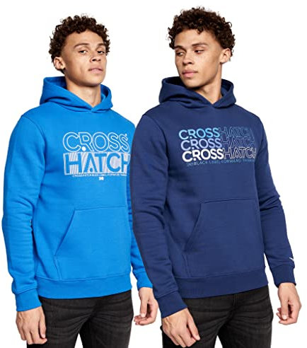 Crosshatch - Mens 'LARMEN' Everyday Essential Multipacks - 2 Pack Hoodies (XL, Navy/Blue)