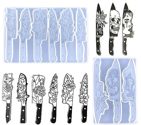 HyzaPhix 2pcs Resin Silikonformen Dolch Harz Gießform Schmuck Schwert Epoxidharz Formen Blumen Silicone Mold für DIY Halskette,schlüsselanhänger, Anhänger und Halloween Deko Horror